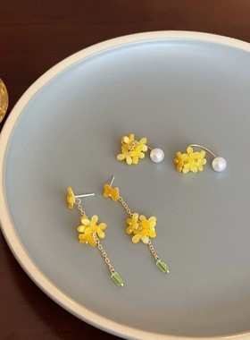 SJP时尚超仙桂花流苏珠珠耳环女甜美 小众耳坠ES63764