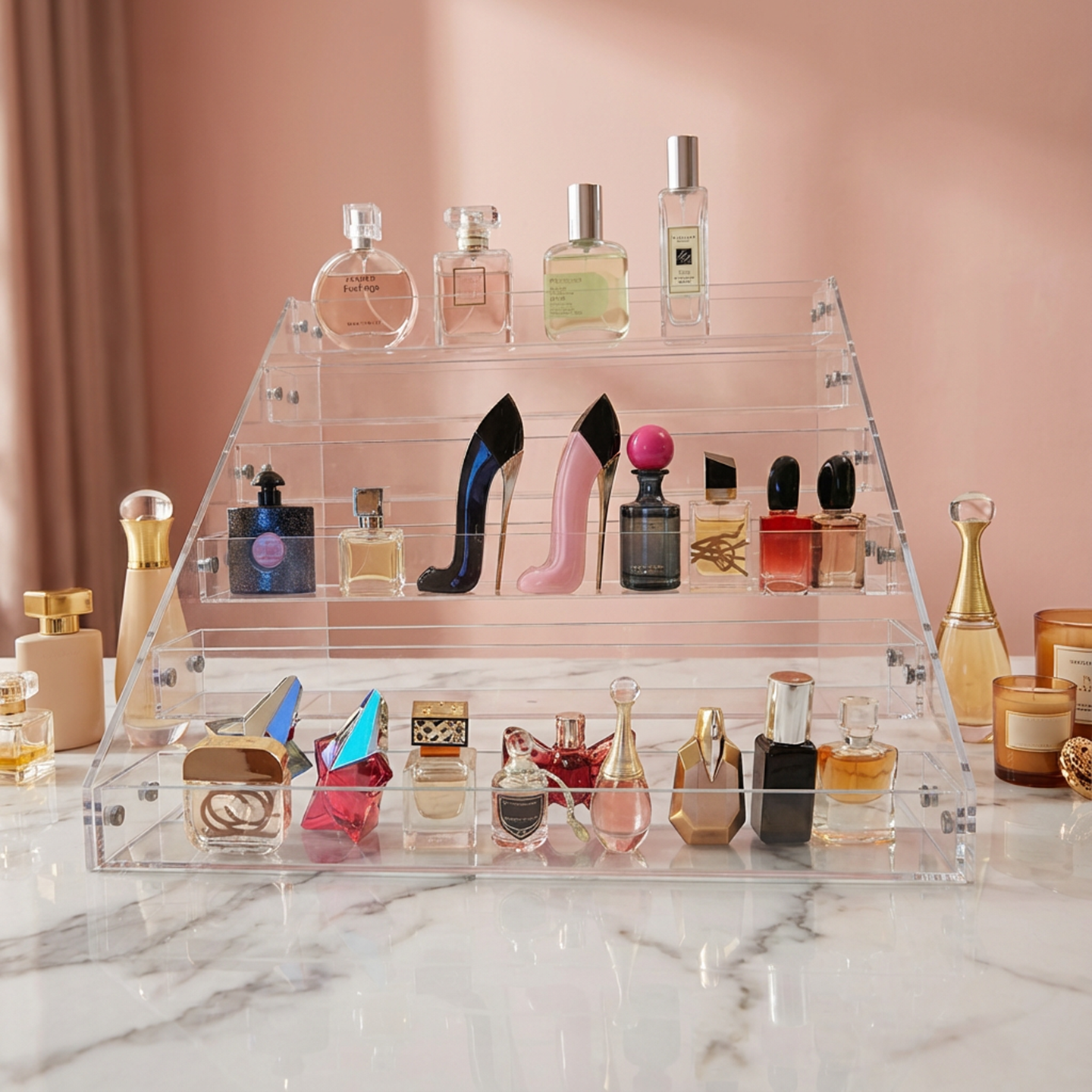 亚克力手办玩偶阶梯式展示架多层香水化妆品收纳盒烟架桌面置物架,收纳整理,香水香薰收纳盒/架/柜,淘宝优惠券,粉丝福利购,淘宝优惠卷