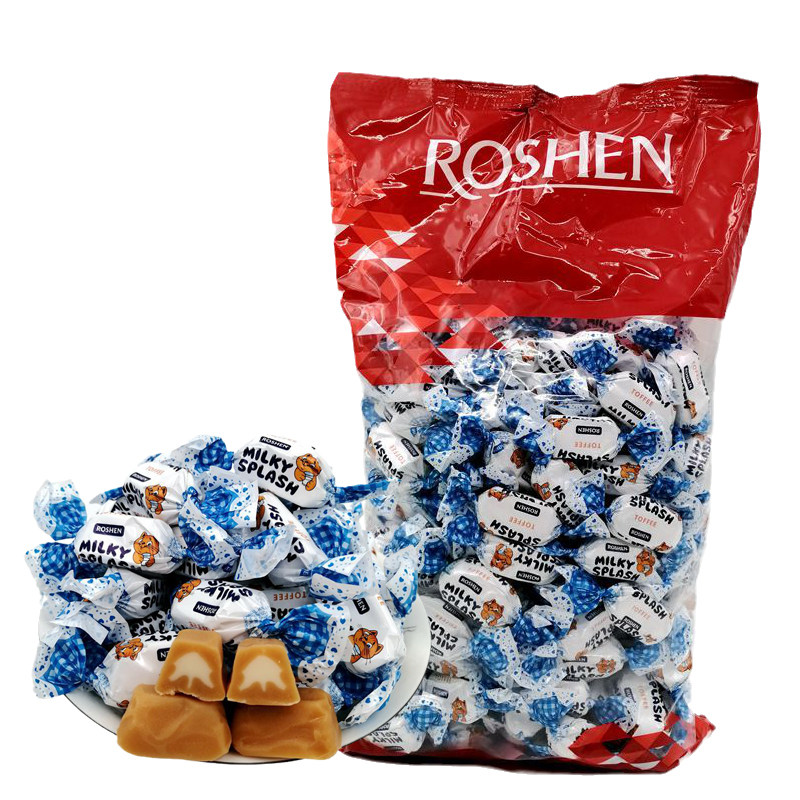 俄罗斯乌克兰进口如胜roshen太妃糖奶心夹心牛奶糖休闲零食1000克