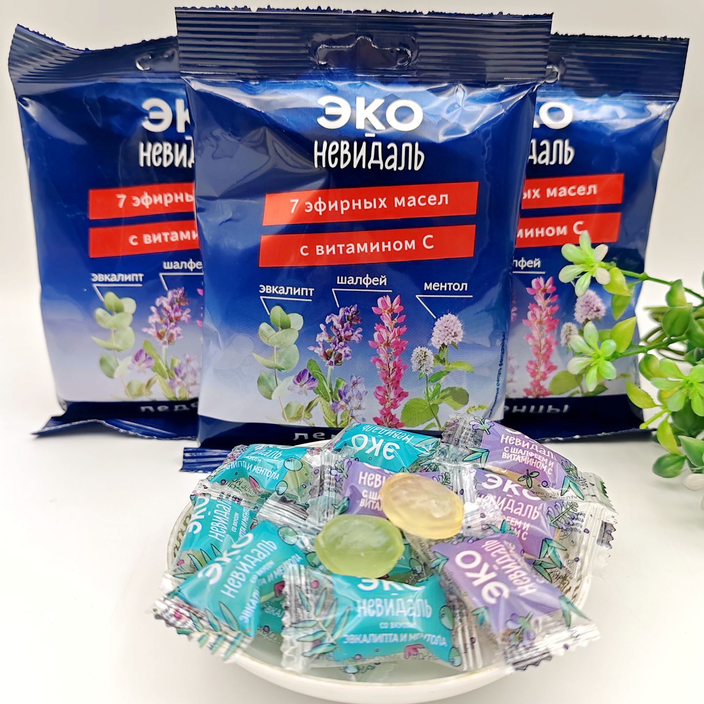 俄罗斯进口糖果爱比可草本迷你硬糖混合口味60克薄荷糖前台招待糖