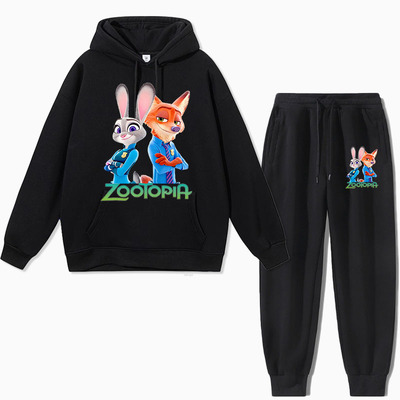 疯狂动物城联名卫衣迪士尼朱迪尼克男秋冬加绒长袖连帽外套儿童装