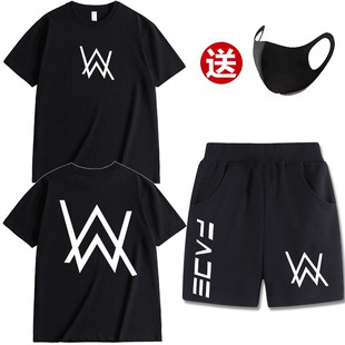 嘉豪同款T恤学生DJ潮战衣少年艾伦沃克alanwalker男宽松短袖衣服