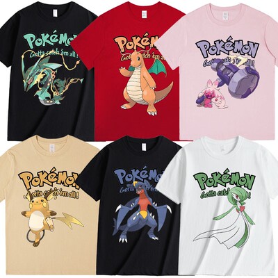 宝可梦t恤短袖卡通裂空座纯棉儿童套装裤男衣服谜拟丘沙奈朵周边