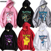 宝可梦联名卫衣裂空座甲贺忍蛙儿童衣服男女装 皮卡丘耿鬼连帽衫