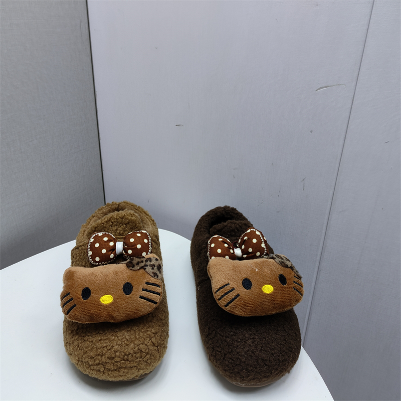 可爱卡通凯蒂猫毛毛保暖加绒鞋