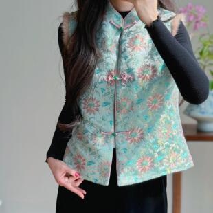 【步步生莲】新中式女马甲秋冬外套2024年新款国风女装加棉马夹女