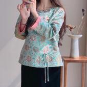 起源学新中式 国风复古盘扣提花上衣 宋锦丝绣外套高级感女装