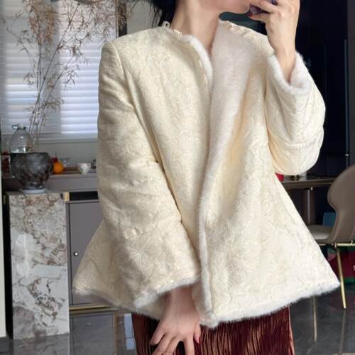 起源学皮毛一体外套女冬季新款环保皮草宽松阔版双面穿上衣女