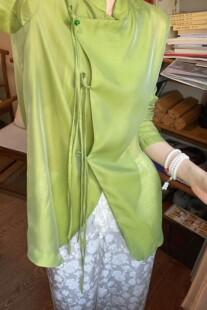 复古衬衫 夏季 绿色显瘦衬衣女 高级感防晒外套天丝长袖 起源学新中式