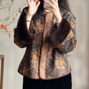 2025秋冬季新款新中式国风改良外套女棉服高级感织锦夹棉上衣