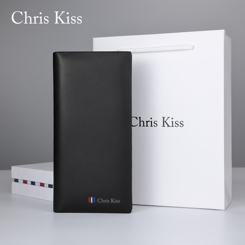 Chris Kiss官方男士钱包长款正品头层牛皮奢侈品牌真皮钱夹男