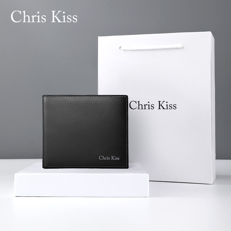 Chris Kiss男士短款钱包正品头层牛皮高档奢侈品牌真皮钱夹男款