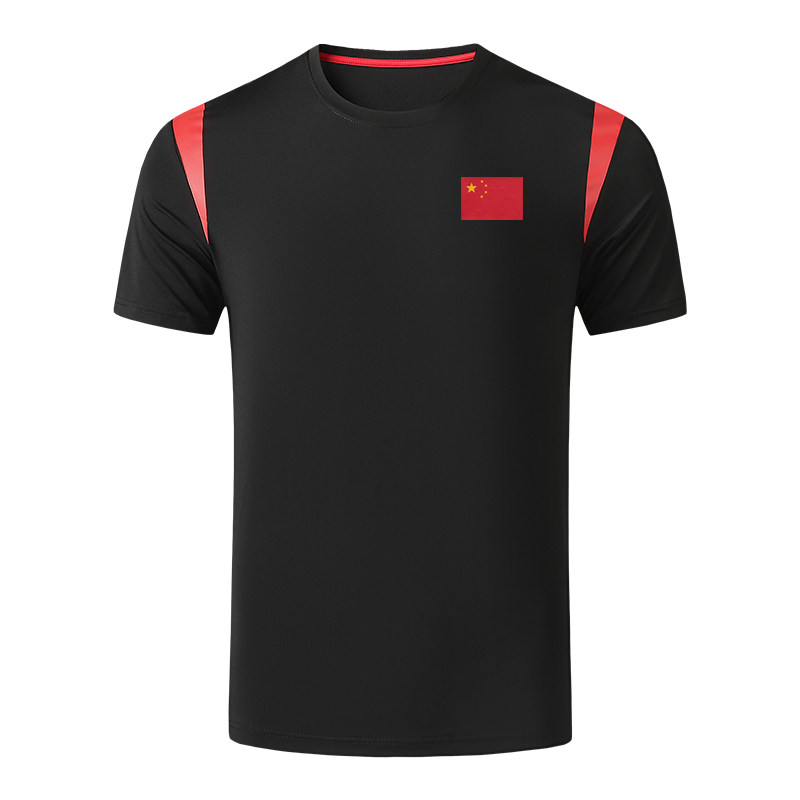 国旗夏季速干运动短袖t恤男女夏天运动polo衫跑步健身圆领团体服