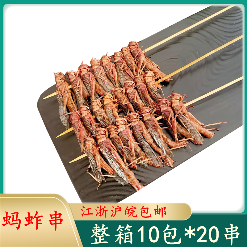 蚂蚱串10袋x20串 蝗虫串 蚱蜢串草蜢串昆虫串油炸半成品 烧烤食材