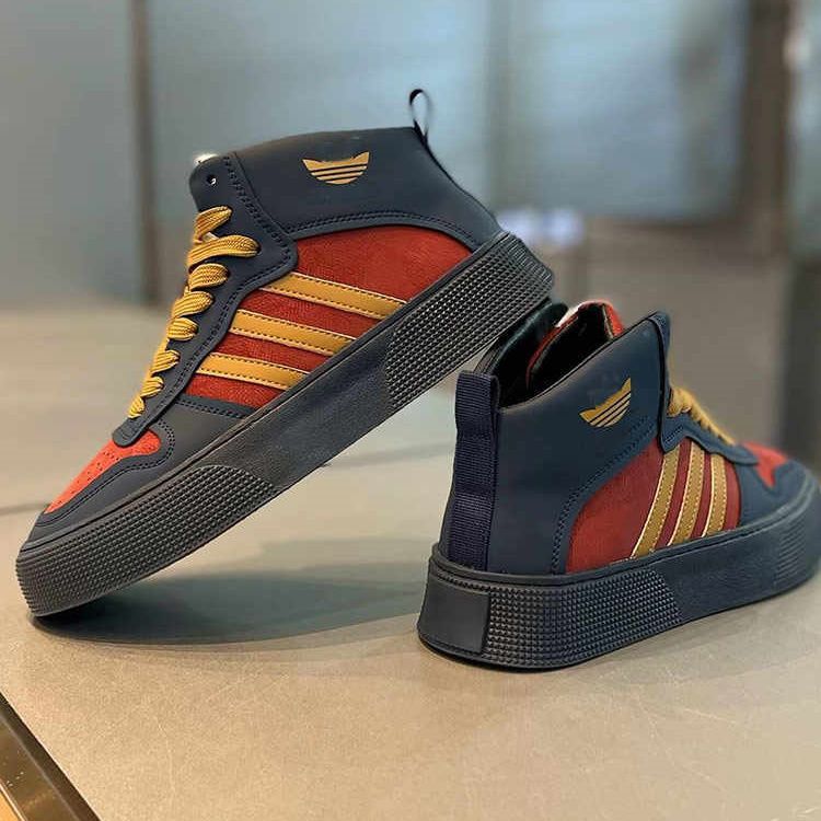 鞋子四季男2025新款时尚高帮三道杠运动鞋网红百搭舒适休闲男鞋子