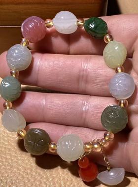 天然和田玉多宝南红手链手工小乌龟壳富甲天下招财手串女元宝吊坠