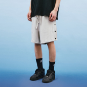 A11SLAVE 宽松百搭潮流高街潮牌五分裤 基础毛圈排扣短裤 系带男士