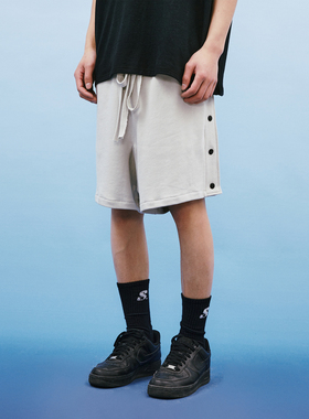 A11SLAVE 基础毛圈排扣短裤系带男士宽松百搭潮流高街潮牌五分裤