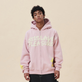 A11SLAVE发泡字母logo拉链卫衣加绒连帽衫 国潮牌男女情侣外套美式