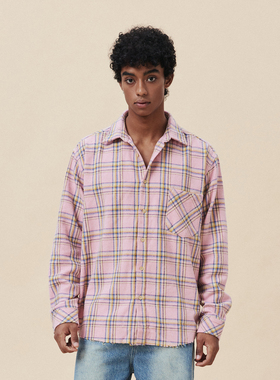 A11SLAVE美式复古百搭格子长袖衬衫外套男女宽松衬衣潮流休闲上衣