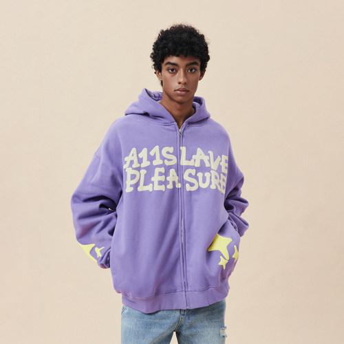 A11SLAVE发泡字母卫衣外套情侣