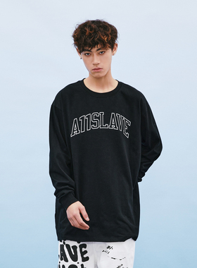 A11SLAVE基础美式字母logo长袖t恤秋新款国潮打底纯棉男情侣宽松