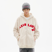 A11SLAVE秋冬款 羊羔绒加厚外套情侣款 美式 字母logo毛巾绣拉链帽衫