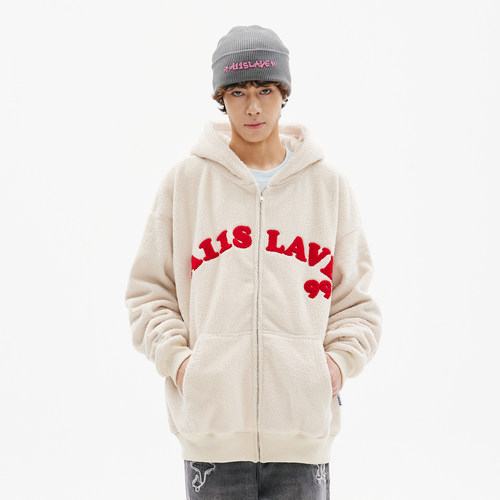 a11slave羊羔绒连帽衫拉链外套