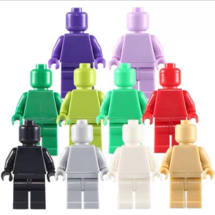 积木兼容乐高小颗粒素体纯色人仔MOC公仔纯色 人仔素色配件