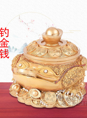 2024龙年李居明吉祥物东北钓金钱摆件客厅办公室家居六白招材摆设