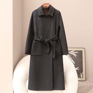 少量服饰2026年春季新品女式休闲30羊绒毛呢外套长款双面毛呢大衣