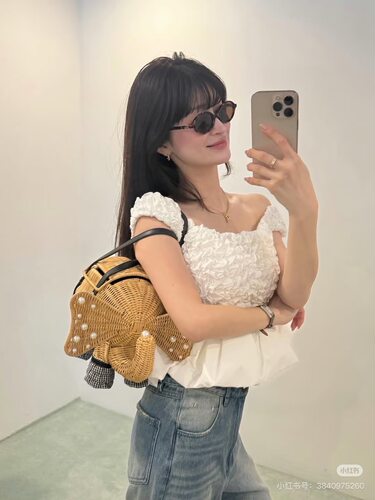 限定稀少 纯手工 编织天然材质 珍珠福满 篮子包