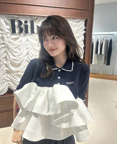 现货 2025年春夏纯原bibiy花边领蓬蓬裙摆上衣