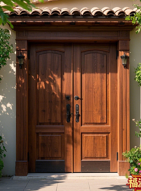 现代简约实木庭院大门茶楼民宿复古门玻璃围墙入户门高端定制大门