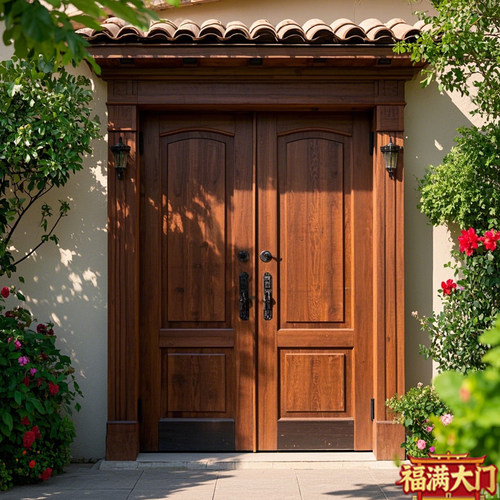 现代简约实木庭院大门茶楼民宿门