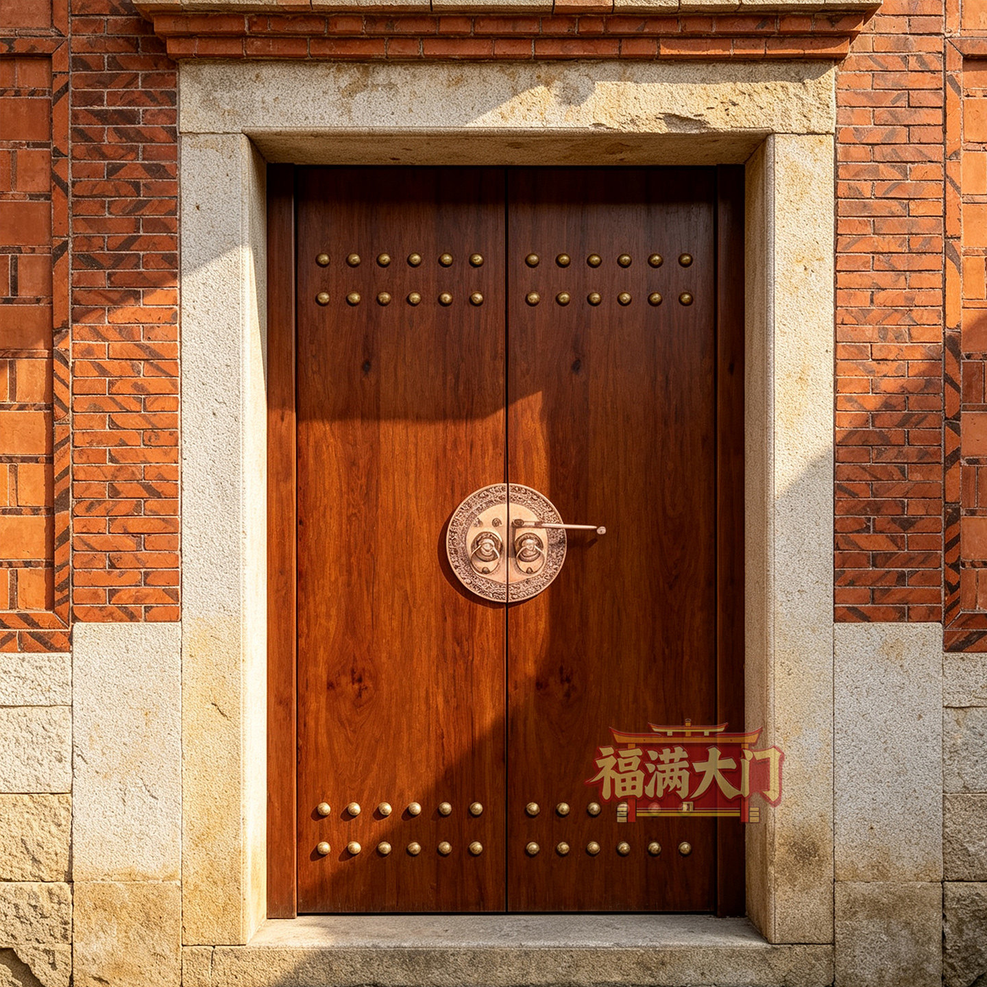 新中式实木对开门闽南红砖厝大门庭院门