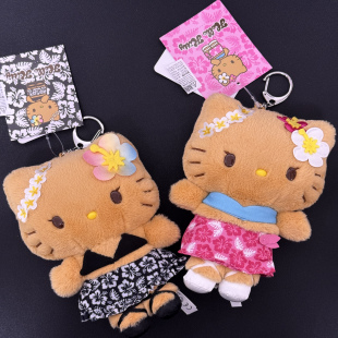 【现货秒发】日本三丽鸥hellokitty日光浴黑皮泳衣挂件公仔毛绒