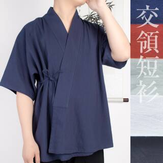 淮边筱竹对穿交领射艺汉服男女款半臂短打家居短袖夏装汉元素明制