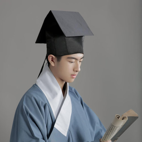 淮边筱竹复原明代飘飘巾首服汉服