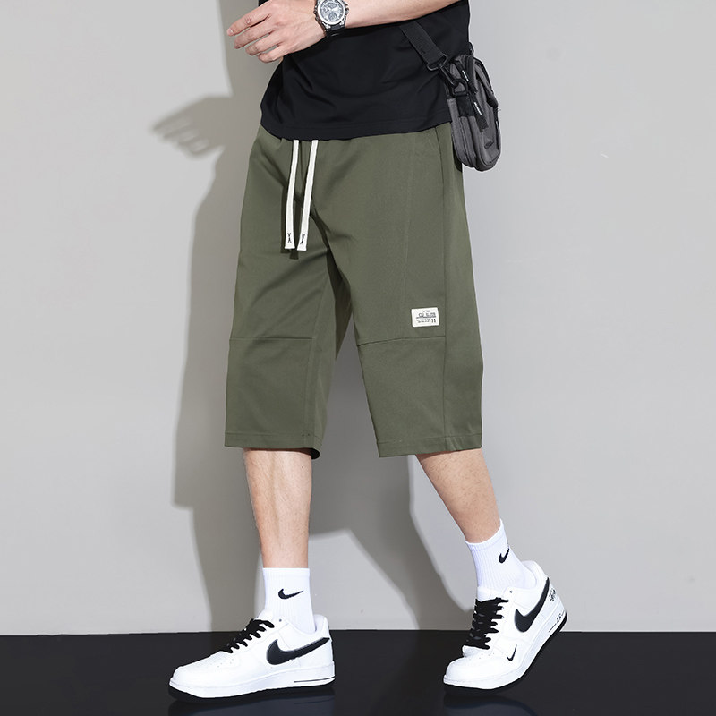 工装短裤男夏季冰丝透气七分裤子男青少年直筒宽松哈伦休闲运动裤