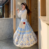 2026新中式汉服改良衬衫马面裙套装女春秋两件282-8208-P185-K265，女装职业装，浙宝282