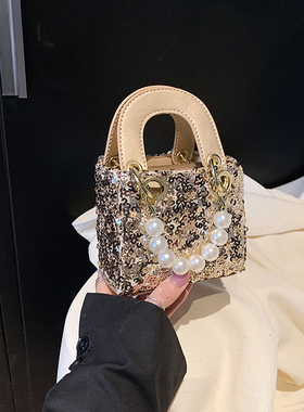 儿童包包2025新款春季时尚女童公主手提包小女孩外出亮片斜挎包