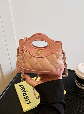 小香风女包2025新款高级感爆款包包mini手提包斜挎链条菱格包小包