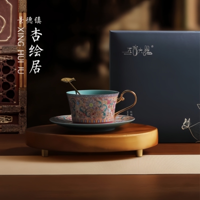 描金珐琅彩咖啡杯轻奢女士送礼物