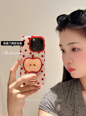 红色波点红苹果oppofindx8s+手机壳reno13女一加ace5pro/ace2v高级感vivoy300t/x200s防摔s20/s19s/16iqoo13