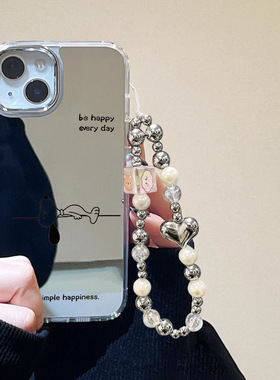 镜面史努比链条适用小米15ultra手机壳硅胶15/14女款civi4pro简约红米Trbo4/3防摔note14pro+/k80/k70pro/k30