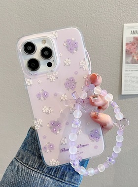 紫色碎花适用小米17promax手机壳硅胶civi5pro/14ultra/13/12防摔note15pro+/Turbo4pro/k80至尊版/k70/k60