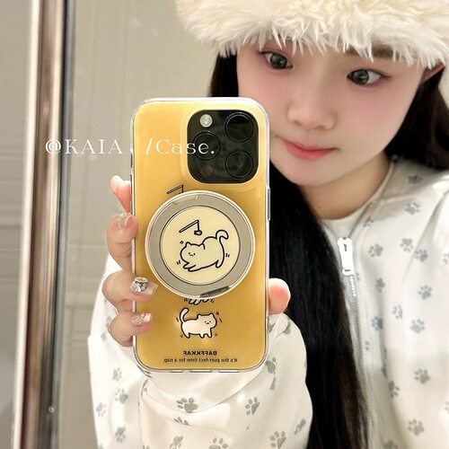 卡通黄色猫咪华为mate80手机壳