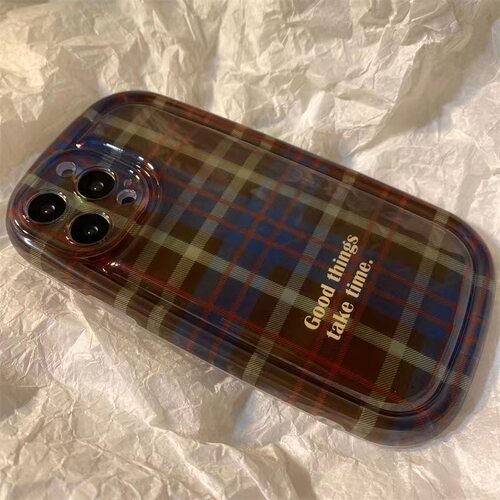 棕色格纹适用小米17ultra手机壳