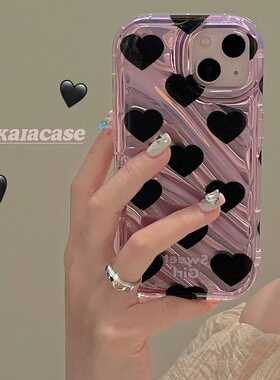 ins黑色爱心适用荣耀90pro手机壳硅胶80gt/60se/x30i女华为nova11pro/p60/p30全包mate50/30pro防摔nova7/se